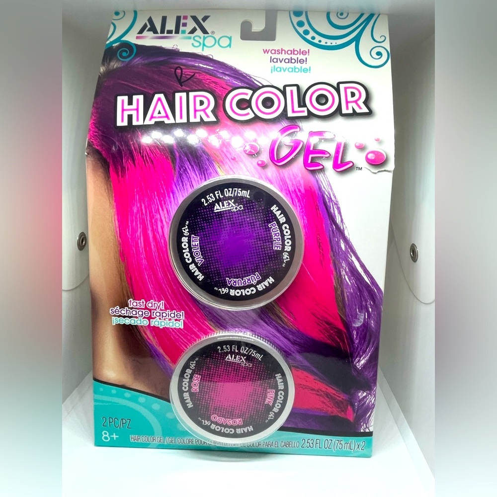 ALEX Spa Hair Color Gel 2 pc Pink & Purple - Fast Dry, Washable, NEW, Sealed Toy